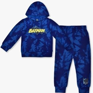Batman Youth Tie-Dye Hoodie & Joggers - Blue & Yellow Logo